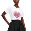 KARL LAGERFELD Biały damski t-shirt z cyrkoniami Hearts RS