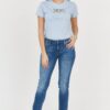 7 FOR ALL MANKIND Błękitne jeansy damskie Z PRZETARCIEM PYPER SLIM ILLUSION OUTLINE