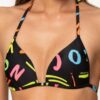 MOSCHINO Czarna góra od bikini w neonowe litery