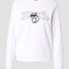 KARL LAGERFELD Biała bluza damska Ikon z nadrukiem