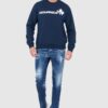 DSQUARED2 Niebieska bluza męska z białym logo z liściem