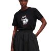 KARL LAGERFELD Czarny damski t-shirt Ikon Sketch Choupette