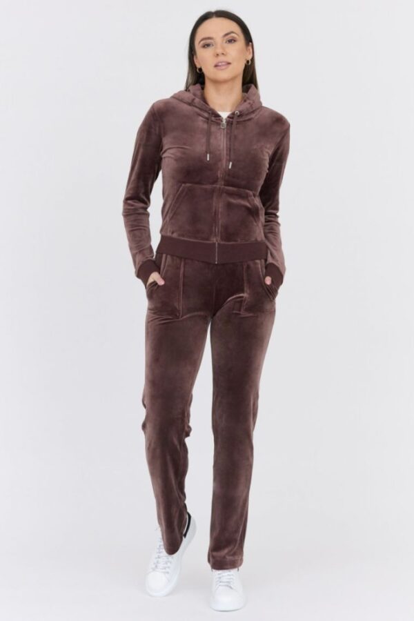 JUICY COUTURE Brązowa bluza damska rozpinana z weluru