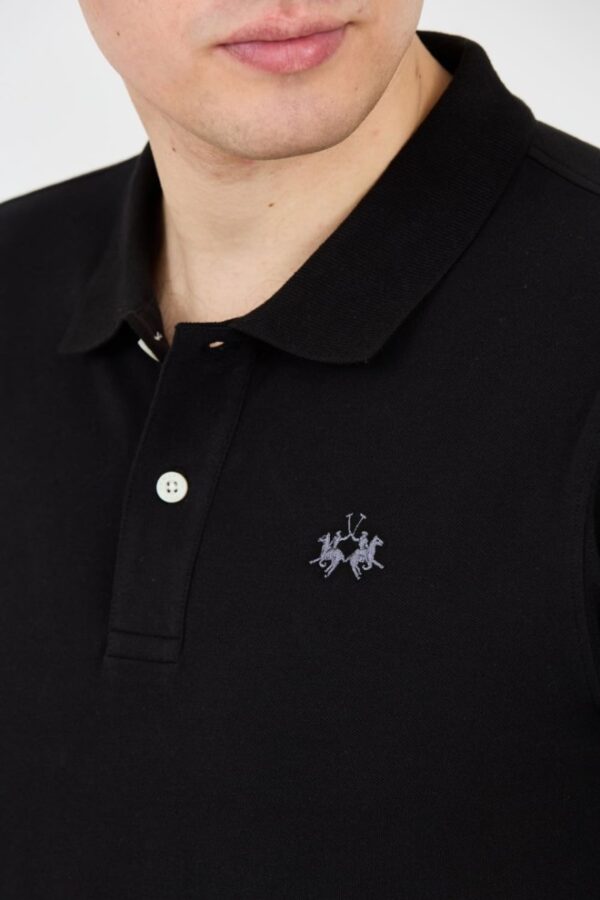 LA MARTINA Czarne męskie polo z małym logo