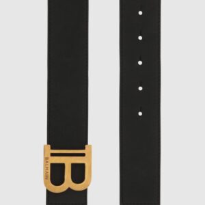 c80dcde7cf9314e7fb2b8d71136ce663409f1b5b BALMAIN Pasek damski skórzany czarny 4cm B-Belt, Rozmiar 75