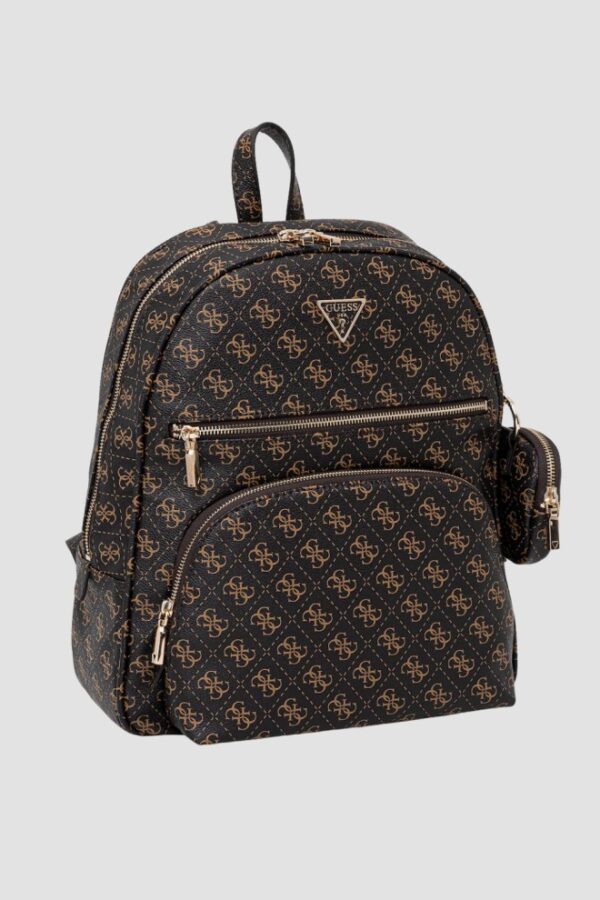 GUESS Brązowy damski logowany plecak Power Play II