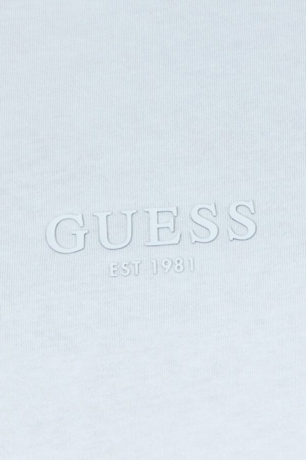 GUESS Błękitny t-shirt męski z aplikacją z logo