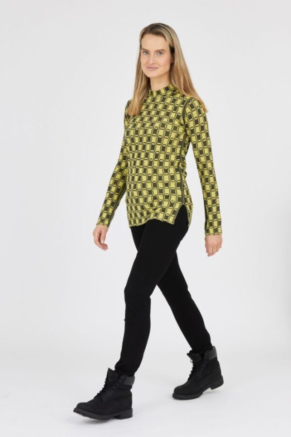 KENZO Dopasowany żółty sweterek damski w kratkę vichy