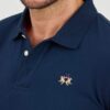 LA MARTINA Granatowy męski longsleeve polo Piquet Stretch