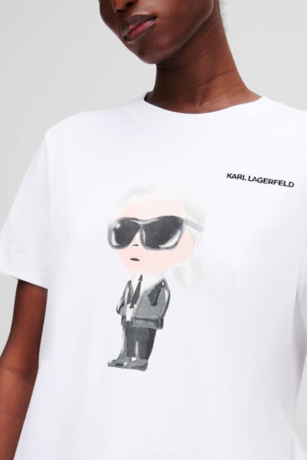 KARL LAGERFELD Biały t-shirt damski Ikon Aquarelle K