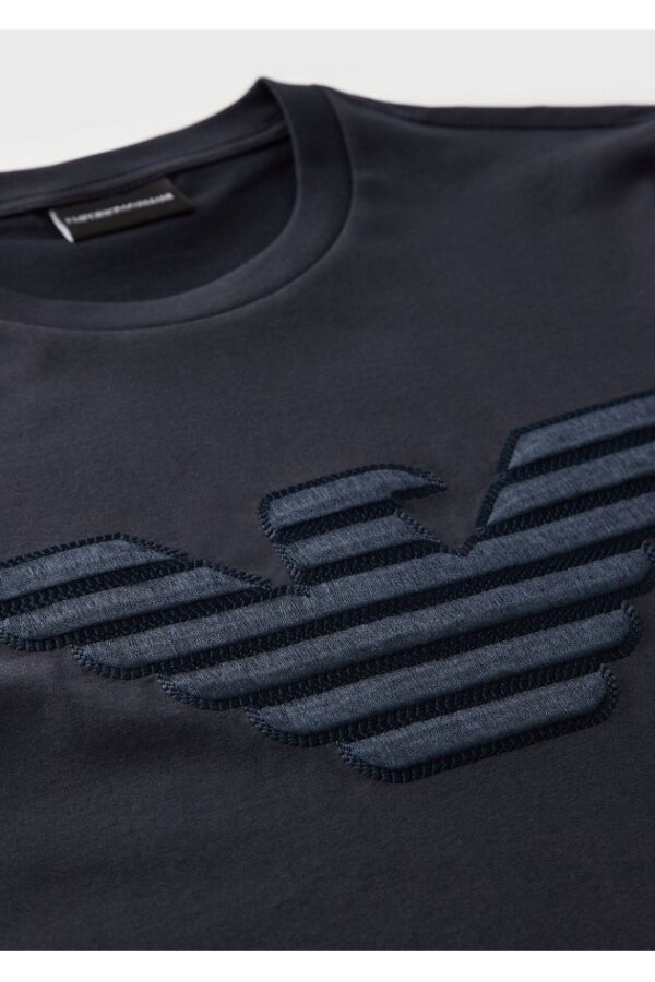 EMPORIO ARMANI Męski t-shirt granatowy wyszywane logo