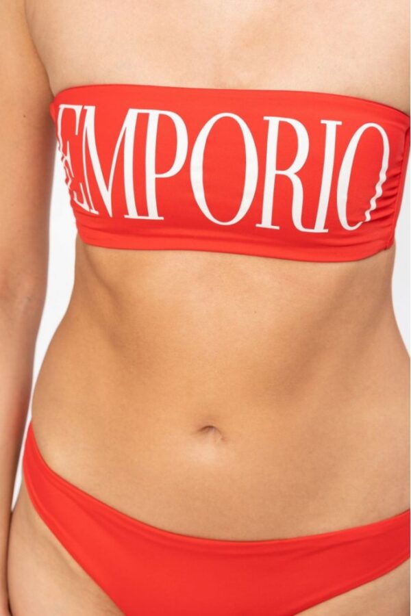 EMPORIO ARMANI Czerwone bikini z białym logo