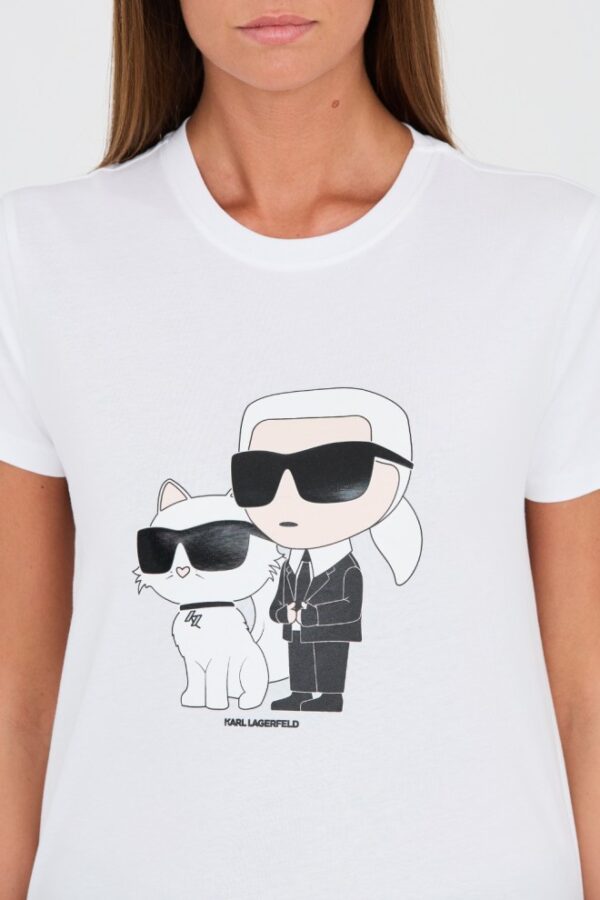KARL LAGERFELD Biały damski t-shirt Ikonik 2.0