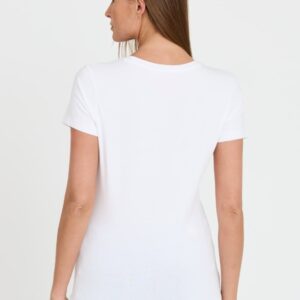 c9ff617c6ee17de79814edb39f645c3898015797 GUESS Biały damski t-shirt Satin Triangle Tee