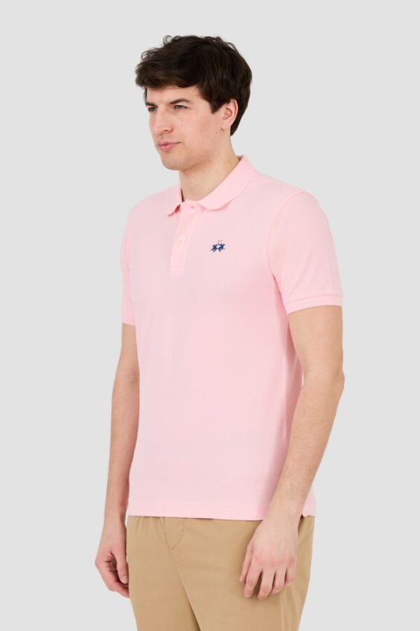 LA MARTINA Różowe męskie polo z małym logo