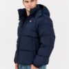 TOMMY JEANS Granatowa męska puchowa kurtka z dużym logo Alaska
