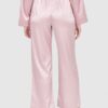JUICY COUTURE Różowe satynowe spodnie piżamowe damskie w logo