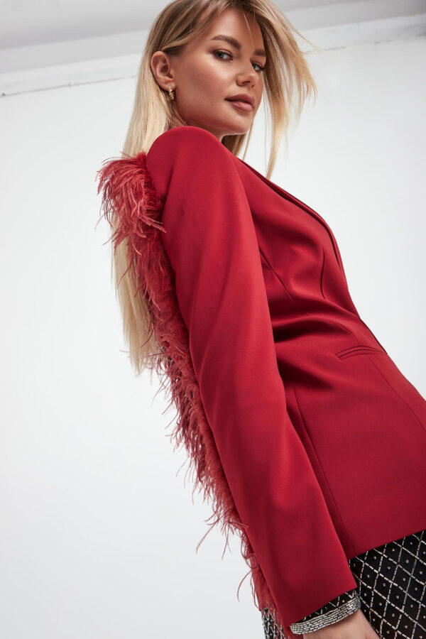 cc43f01fa4cc9e778baada8ee3a5dd50911f148b Marynarka damska z piórami PATRIZIA PEPE