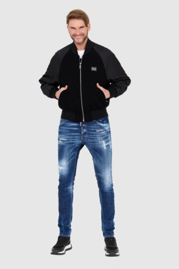 DOLCE & GABBANA czarna męska kurtka Wool and nylon bomber, Rozmiar 52