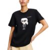 KARL LAGERFELD Czarny t-shirt damski Ikon Aquarelle K