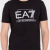 EA7 Czarny męski t-shirt z dużym białym logo