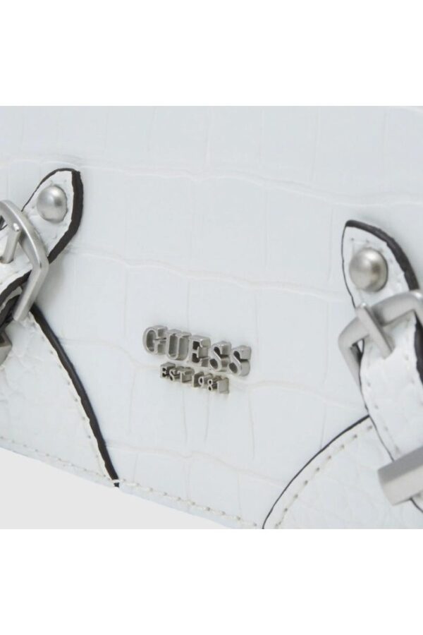 GUESS Mała biała torebka o imitacji skóry krokodyla didi mini