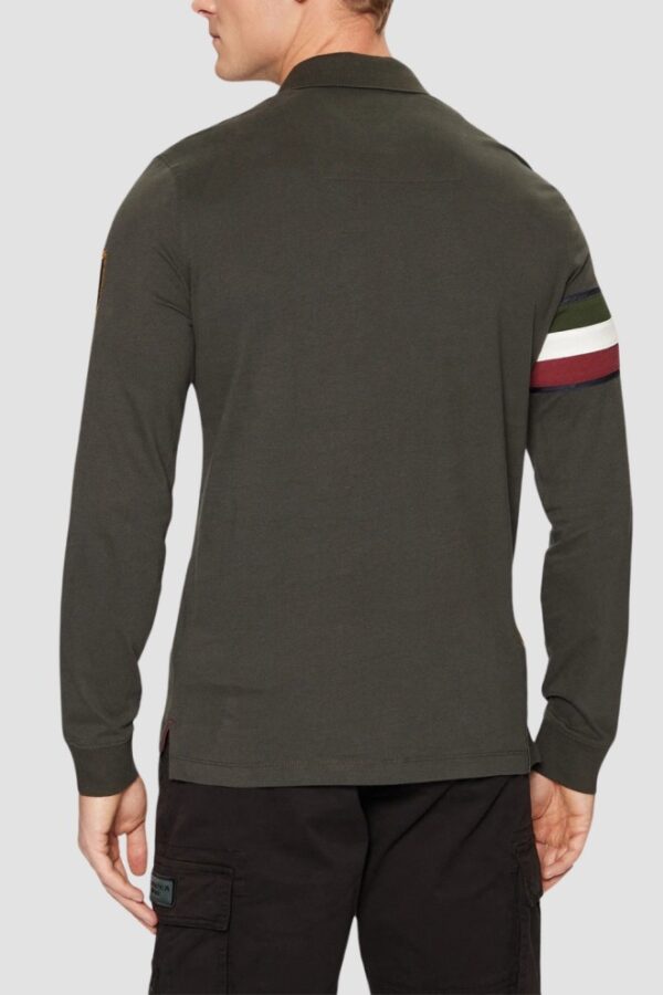 AERONAUTICA MILITARE Szarozielony męski longsleeve polo Tricolor
