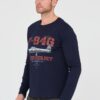 AERONAUTICA MILITARE Granatowy męski bawełniany longsleeve F-84G Thunderjet