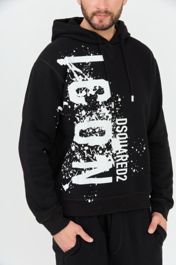 DSQUARED2 Czarna męska bluza z kapturem Icon Splash Cool Fit Hoodie