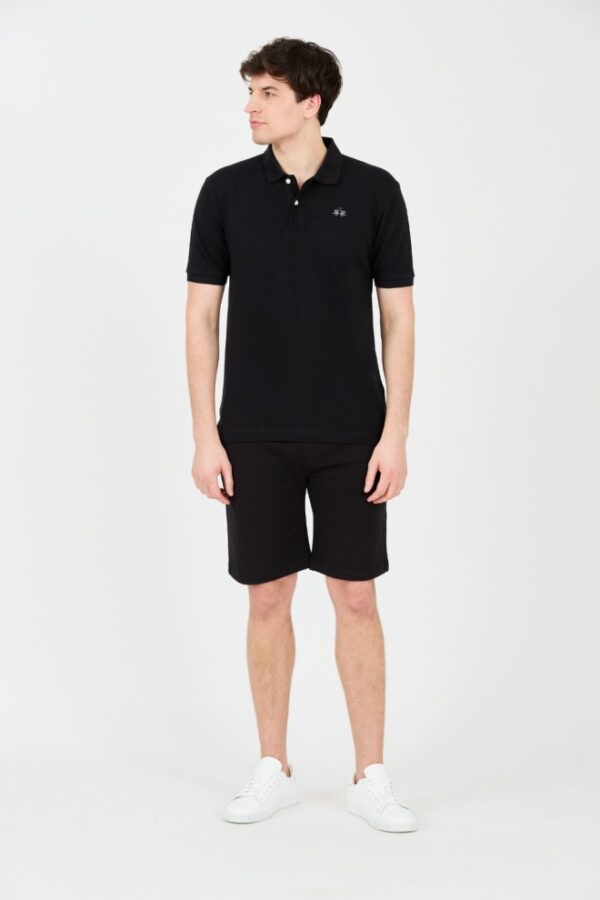 LA MARTINA Czarne męskie polo z małym logo