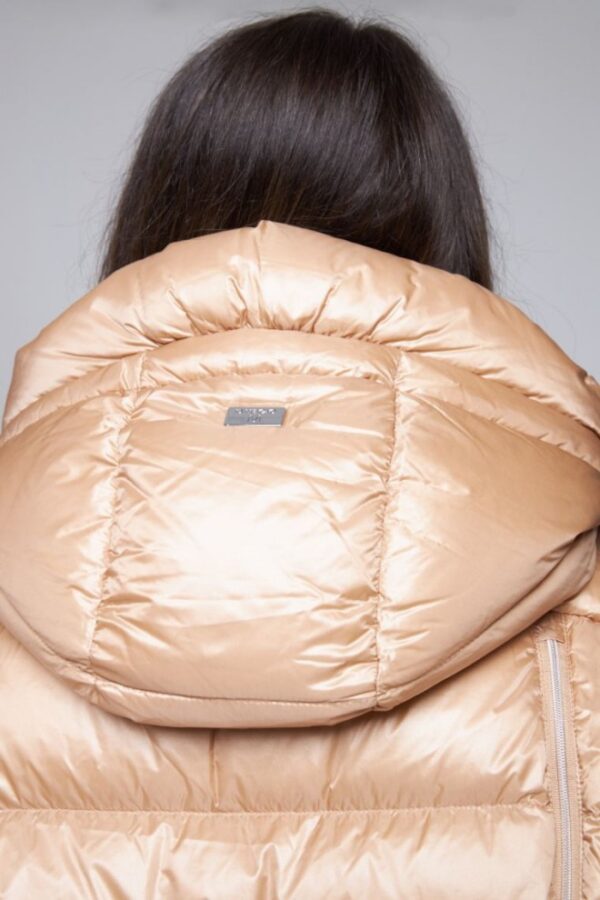 cfa6b5bcfa07eb4c53268be4fed3a0808b50c865 DIEGO M Beżowa damska kurtka puchowa z kapturem, Rozmiar 36 EU - 40 IT