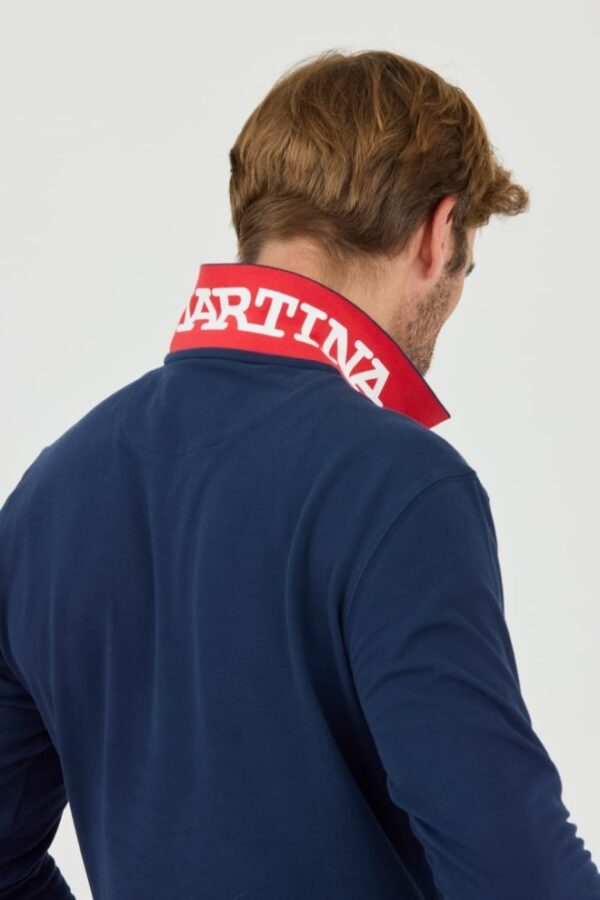 LA MARTINA Granatowy męski longsleeve polo Piquet Stretch