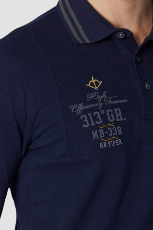 AERONAUTICA MILITARE Granatowy męski longsleeve polo P.A.N