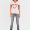 GUESS Różowy damski t-shirt bawełniany z logo