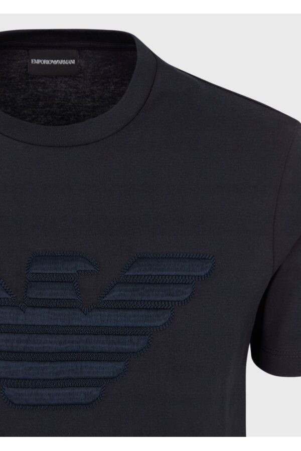 EMPORIO ARMANI Męski t-shirt granatowy wyszywane logo