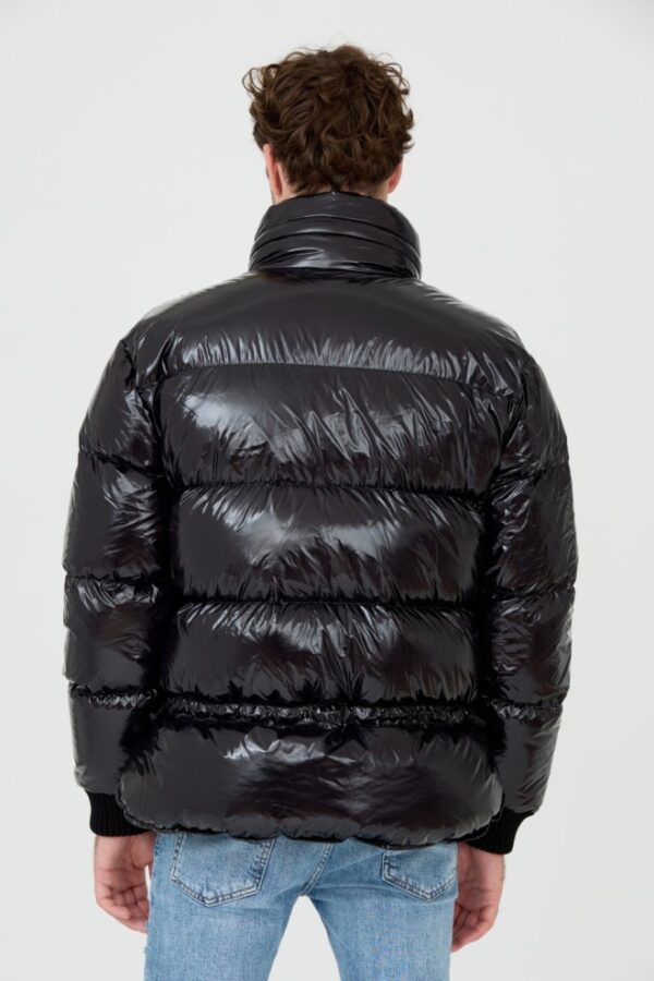 DSQUARED2 Czarna męska kurtka Glossy Puff Kaban, Rozmiar 52