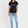 GUESS Czarny damski T-shirt bawełnany STONES&EMBRO TEE