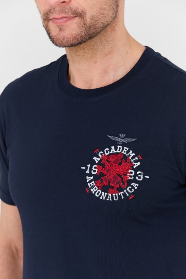 AERONAUTICA MILITARE Granatowy bawełniany męski t-shirt M.C
