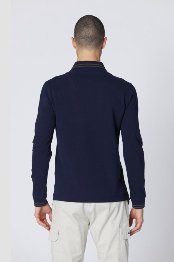AERONAUTICA MILITARE Granatowy męski longsleeve polo P.A.N