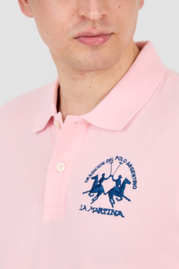 LA MARTINA Różowe męskie polo z dużym logo