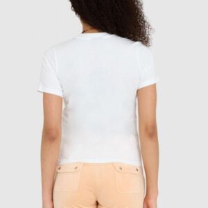 JUICY COUTURE Biały t-shirt damski z diamentowym logo