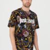 JUST CAVALLI Czarny męski T-shirt R Print Iconic Shields