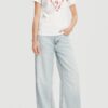 GUESS Biały damski t-shirt Pearls Love
