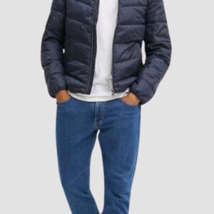 d3979691d2cb1bc9df53d7cb9b8256ab85a491eb GUESS Granatowa męska kurtka z kapturem Super Light Puffa Jacket