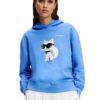 KARL LAGERFELD Niebieska damska bluza z kapturem Ikon Aquarelle C