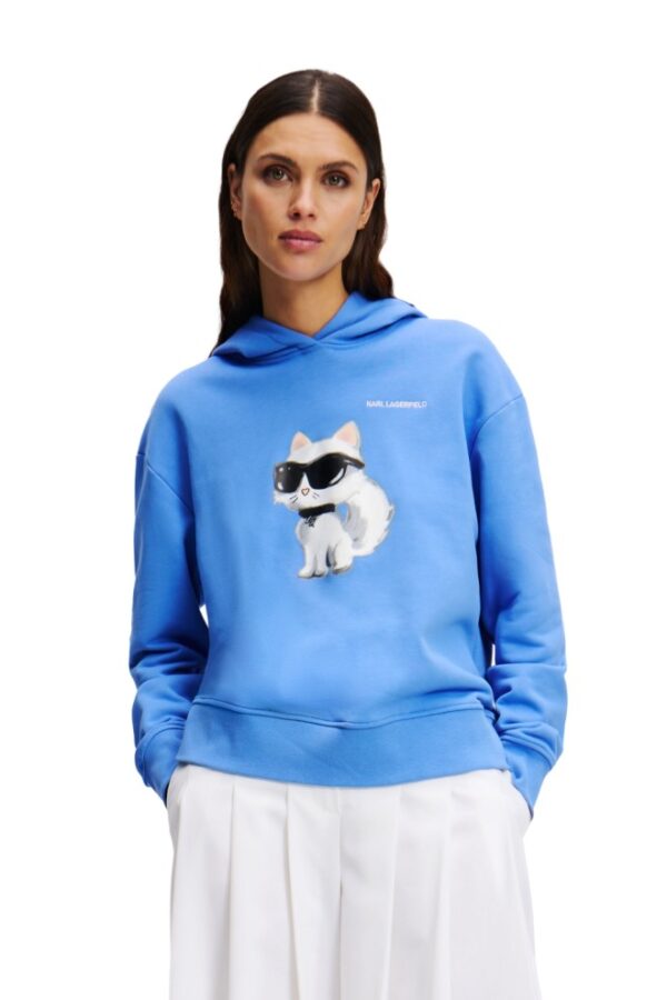 KARL LAGERFELD Niebieska damska bluza z kapturem Ikon Aquarelle C
