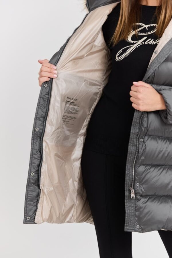 d4d75cd1205a65957817fc769fc6ce59a0fd0278 HETREGO Szara damska kurtka puchowa Leonie Quilted Woman Jacket With Detached Hood, Rozmiar 36 EU - 40 IT