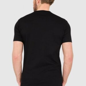 DSQUARED2 Czarny męski t-shirt z logo i zielonym liściem