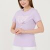 GUESS Lawendowy damski t-shirt bawełniany Icon Tee