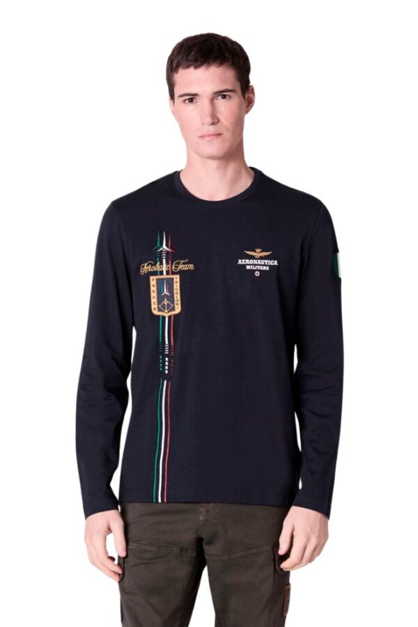 AERONAUTICA MILITARE Granatowy męski longsleeve Crew neck